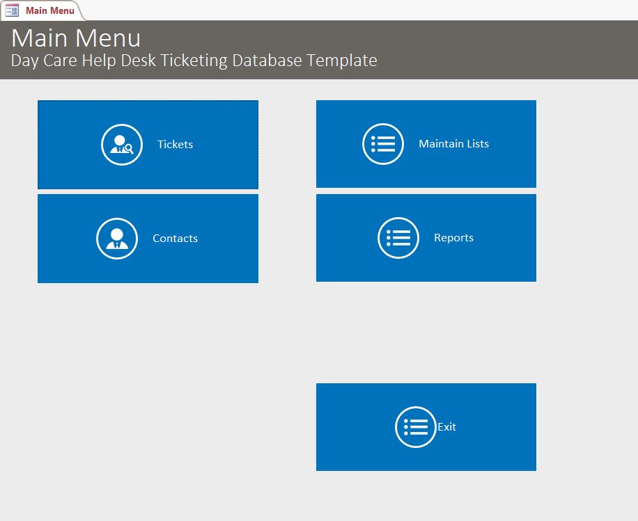 Day Care Help Desk Ticket Tracking Template | Tracking Database